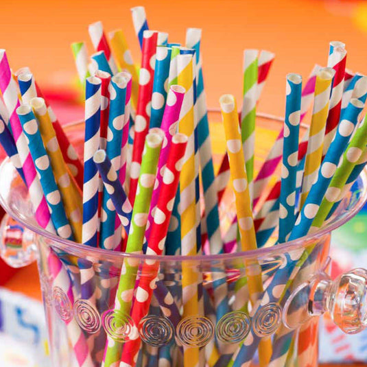 Elegant Pastel Paper Straws Tops & Straw Party Dimensions