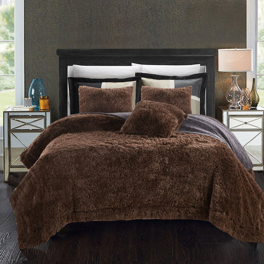 Solid Faux Long Fur Throw Blanket Collective Chanasya