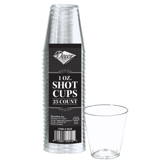 1 oz. Clear Plastic Round Shot Glasses - 50 Pack Shot Cups Pro Linens