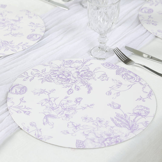 10-Pack Disposable Table Placemats in French Toile Print 13