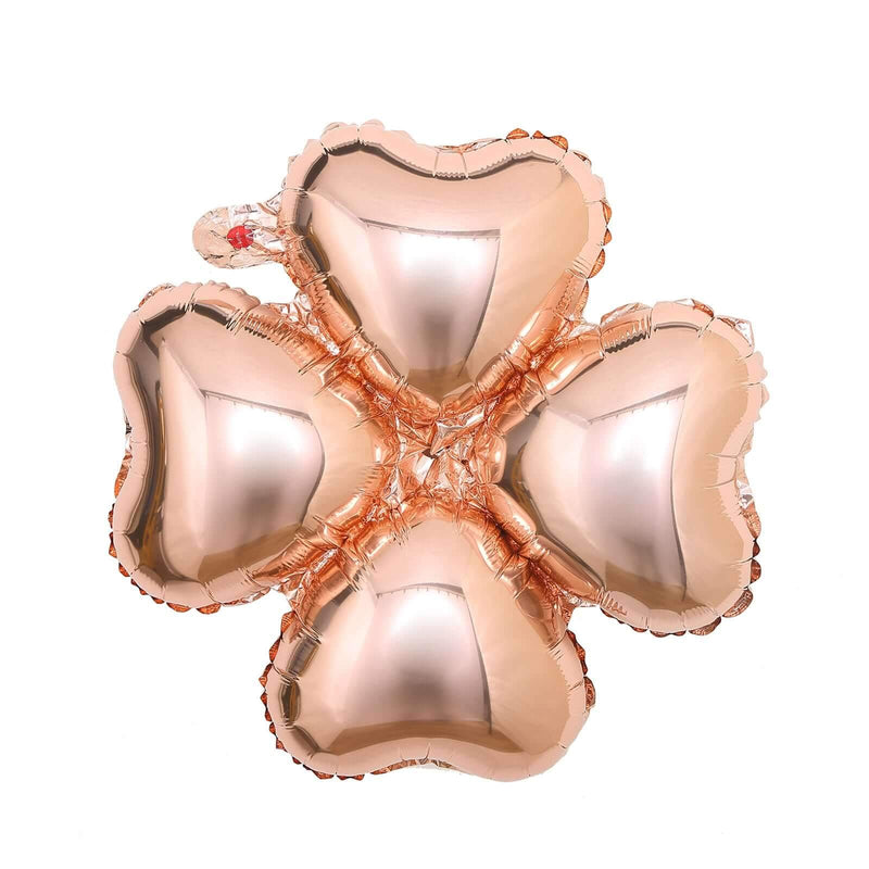 10 Pack 15" Rose Gold Four Leaf Clover Shaped Mylar Foil Balloons Decorations PROstorez Default Title