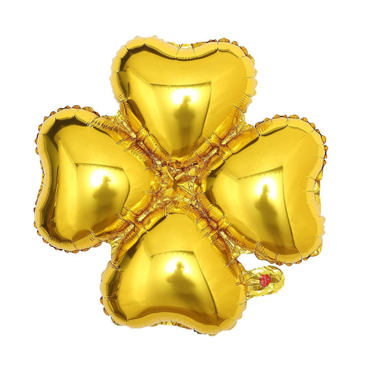 10 Pack 15" Shiny Gold Four Leaf Clover Shaped Mylar Foil Balloons Decorations PROstorez Default Title