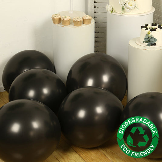 10 Pack Black Biodegradable Balloons, 18" Thickened Extra Strong Eco-friendly Latex Helium Party Balloons Decorations HIER_9110