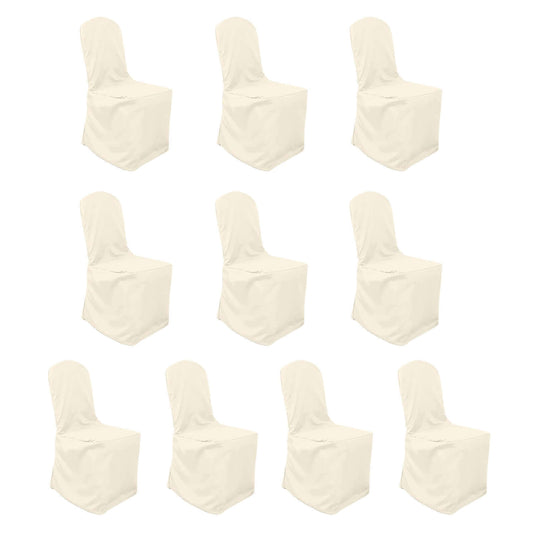 10 Pack Polyester Chair Cover for Banquet Chairs Beige - Stain-Resistant Reusable Slip-On Slipcover Chair Covers HIER_3110