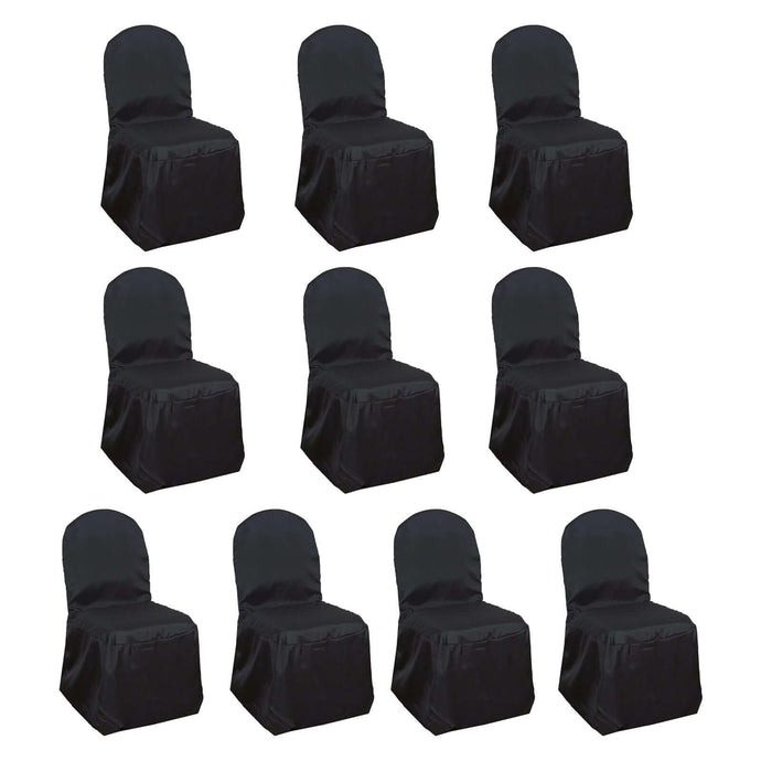 10 Pack Polyester Chair Cover for Banquet Chairs Black - Stain-Resistant Reusable Slip-On Slipcover Chair Covers HIER_3110