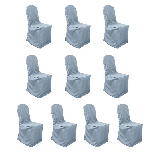 10 Pack Polyester Chair Cover for Banquet Chairs Dusty Blue - Stain-Resistant Reusable Slip-On Slipcover Chair Covers HIER_3110