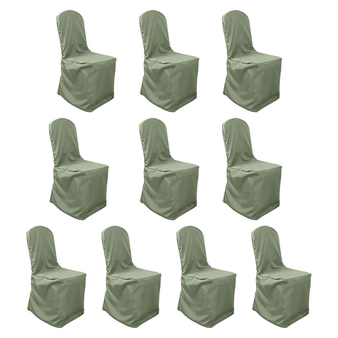 10 Pack Polyester Chair Cover for Banquet Chairs Dusty Sage Green - Stain-Resistant Reusable Slip-On Slipcover Chair Covers HIER_3110