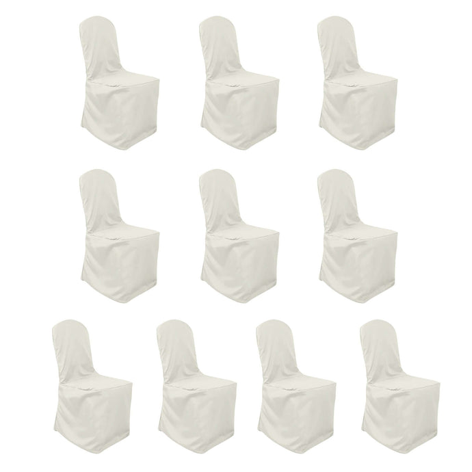 10 Pack Polyester Chair Cover for Banquet Chairs Ivory - Stain-Resistant Reusable Slip-On Slipcover Chair Covers HIER_3110