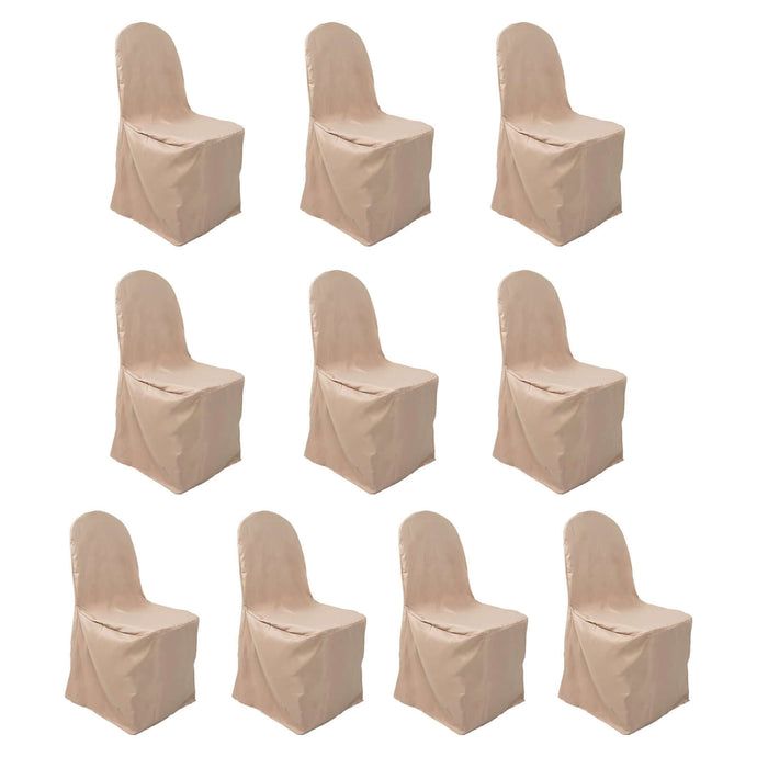 10 Pack Polyester Chair Cover for Banquet Chairs Nude - Stain-Resistant Reusable Slip-On Slipcover Chair Covers HIER_3110