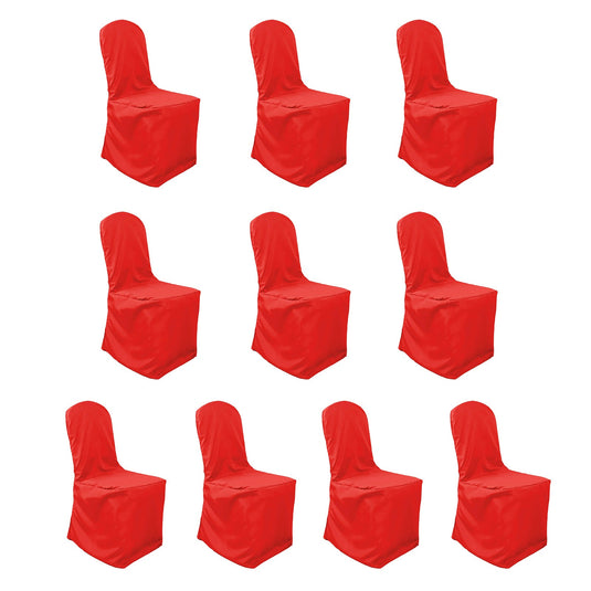 10 Pack Polyester Chair Cover for Banquet Chairs Red - Stain-Resistant Reusable Slip-On Slipcover Chair Covers HIER_3110