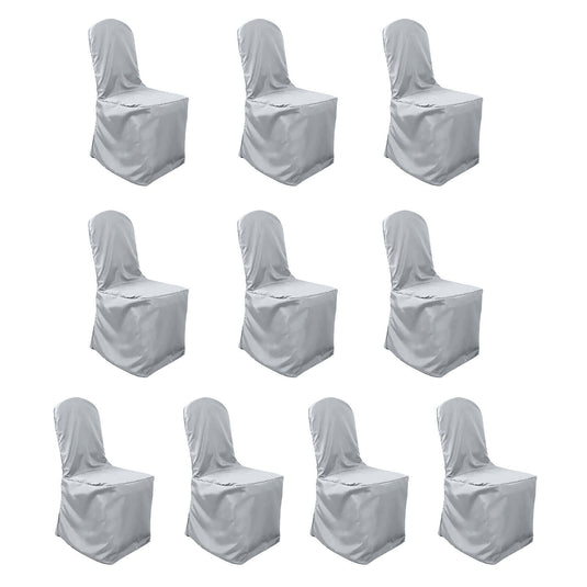 10 Pack Polyester Chair Cover for Banquet Chairs Silver - Stain-Resistant Reusable Slip-On Slipcover Chair Covers HIER_3110