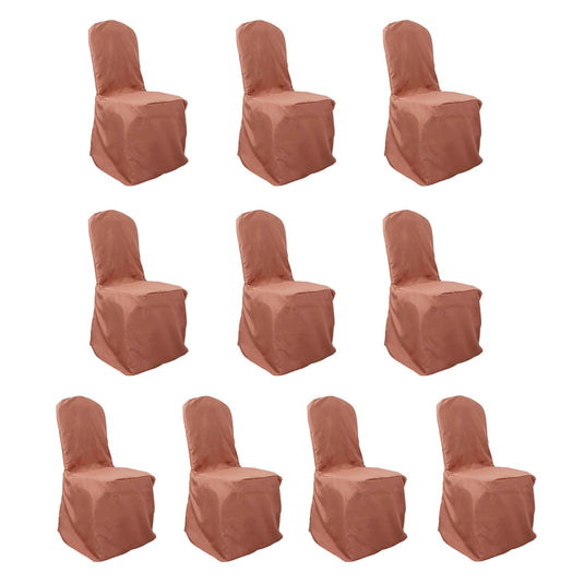 10 Pack Polyester Chair Cover for Banquet Chairs Terracotta (Rust) - Stain-Resistant Reusable Slip-On Slipcover Chair Covers HIER_3110