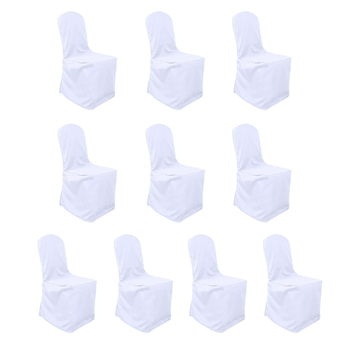 10 Pack Polyester Chair Cover for Banquet Chairs White - Stain-Resistant Reusable Slip-On Slipcover Chair Covers HIER_3110