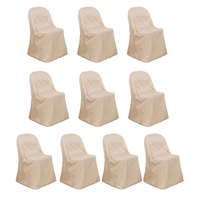 10 Pack Polyester Chair Covers for Folding Chairs Nude - Wrinkle-Free Stain-Resistant Slip-On Slipcovers Chair Covers HIER_3210