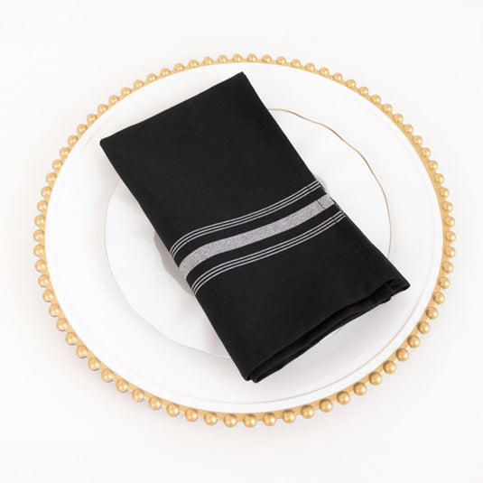 10 Pack Premium Spun Polyester 18"x22" Napkins Black/White Bistro Style - Highly Absorbent Cotton-Like Feel Cloth Napkins Napkins HIER_2430