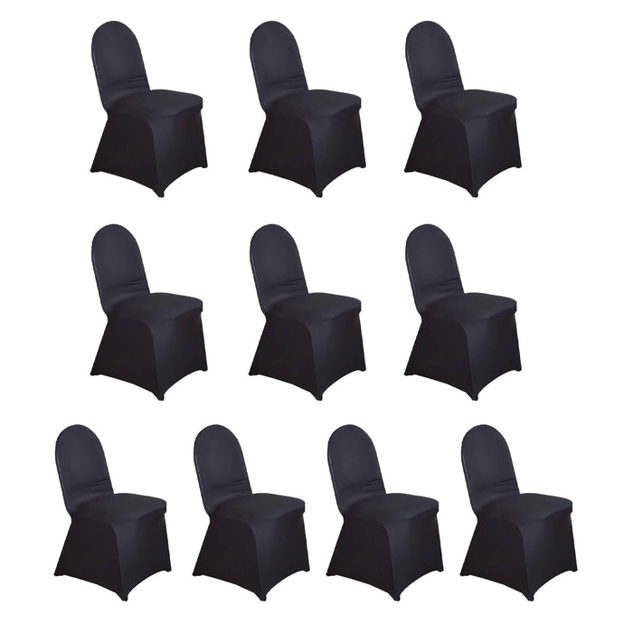 10 Pack Spandex Chair Covers for Banquet Chairs Black - Durable Reusable Stretch Slip-On Covers for Gatherings Chair Covers HIER_3121