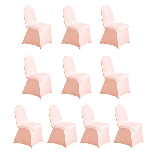 10 Pack Spandex Chair Covers for Banquet Chairs Blush - Durable Reusable Stretch Slip-On Covers Chair Covers HIER_3121