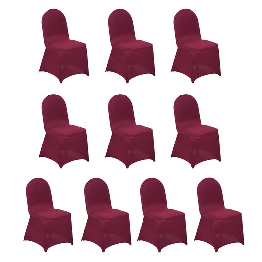 10 Pack Spandex Chair Covers for Banquet Chairs Burgundy - Durable Reusable Stretch Slip-On Covers Chair Covers HIER_3121