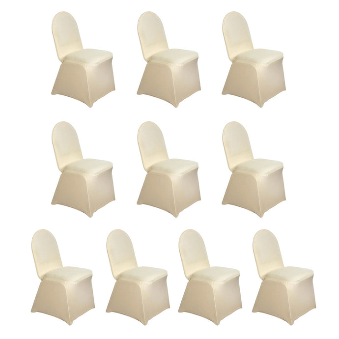 10 Pack Spandex Chair Covers for Banquet Chairs Champagne - Durable Reusable Stretch Slip-On Covers Chair Covers HIER_3121