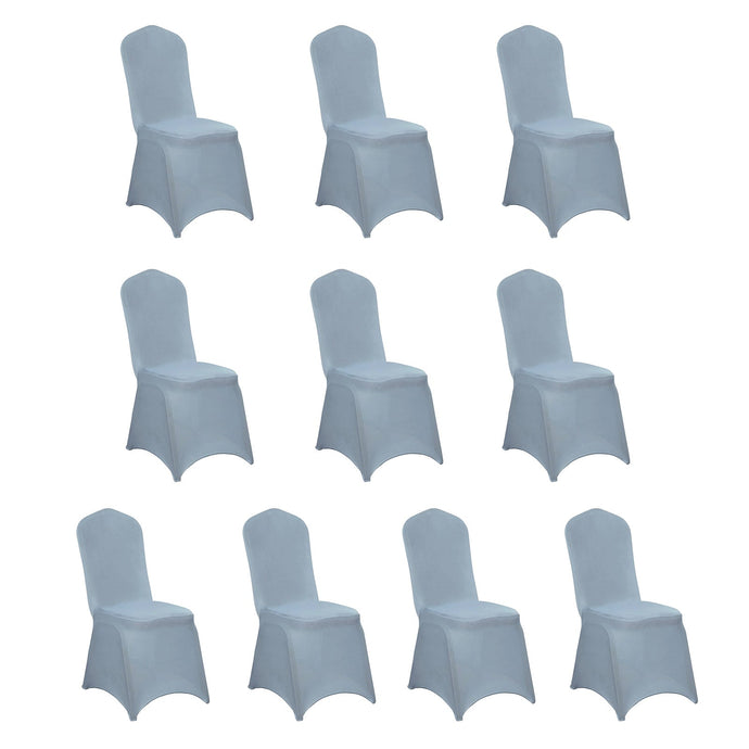 10 Pack Spandex Chair Covers for Banquet Chairs Dusty Blue - Durable Reusable Stretch Slip-On Covers Chair Covers HIER_3121