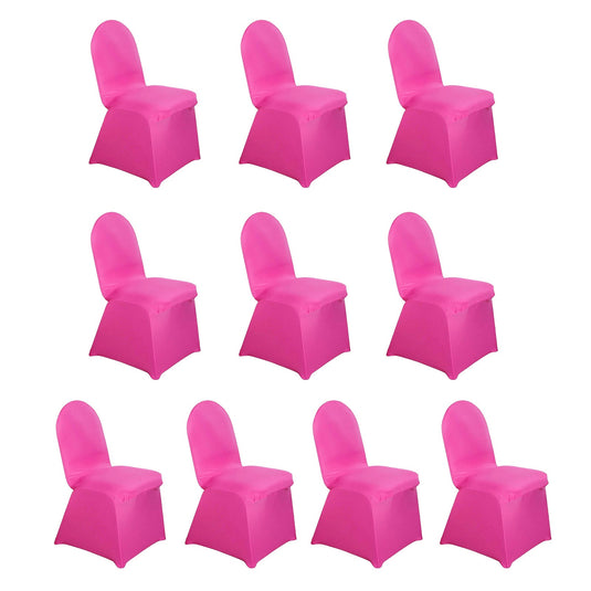 10 Pack Spandex Chair Covers for Banquet Chairs Fuchsia - Durable Reusable Stretch Slip-On Covers Chair Covers HIER_3121