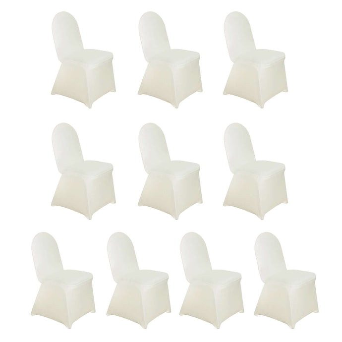 10 Pack Spandex Chair Covers for Banquet Chairs Ivory - Durable Reusable Stretch Slip-On Covers Chair Covers HIER_3121