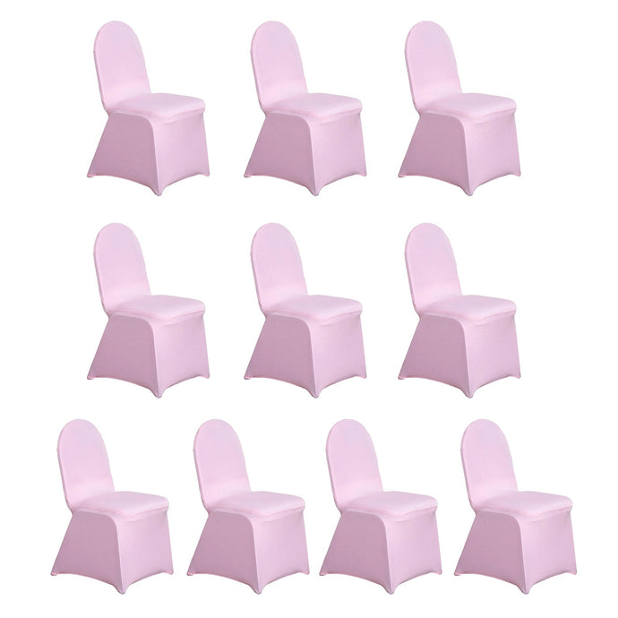 10 Pack Spandex Chair Covers for Banquet Chairs Pink - Durable Reusable Stretch Slip-On Covers Chair Covers HIER_3121