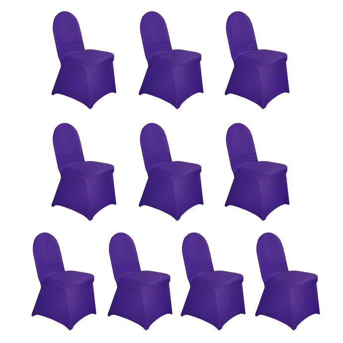 10 Pack Spandex Chair Covers for Banquet Chairs Purple - Durable Reusable Stretch Slip-On Covers Chair Covers HIER_3121