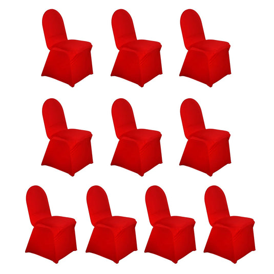 10 Pack Spandex Chair Covers for Banquet Chairs Red - Durable Reusable Stretch Slip-On Covers Chair Covers HIER_3121