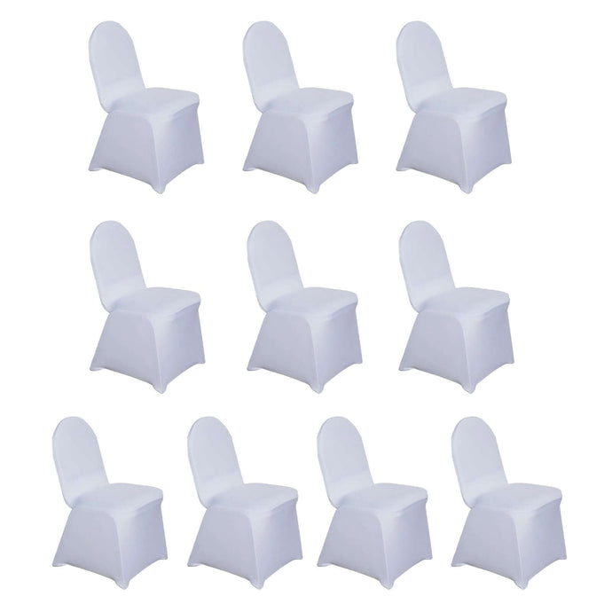 10 Pack Spandex Chair Covers for Banquet Chairs White - Durable Reusable Stretch Slip-On Covers for Gatherings Chair Covers HIER_3121