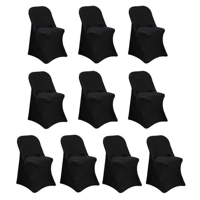 10 Pack Stretch Spandex Chair Covers Black for Folding Chairs - Durable Perfectly 160GSM Fitted Slipcovers for Professional & Casual Events Chair Covers HIER_3221