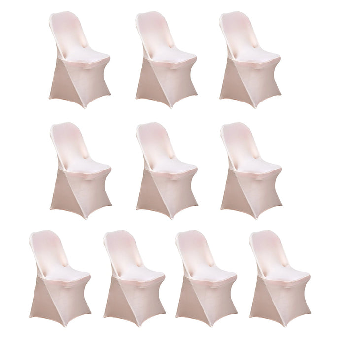 10 Pack Stretch Spandex Chair Covers Blush for Folding Chairs - Durable 160GSM Fitted Slipcovers Chair Covers HIER_3221