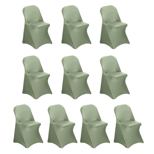 10 Pack Stretch Spandex Chair Covers Dusty Sage Green for Folding Chairs - Durable 160GSM Fitted Slipcovers Chair Covers HIER_3221