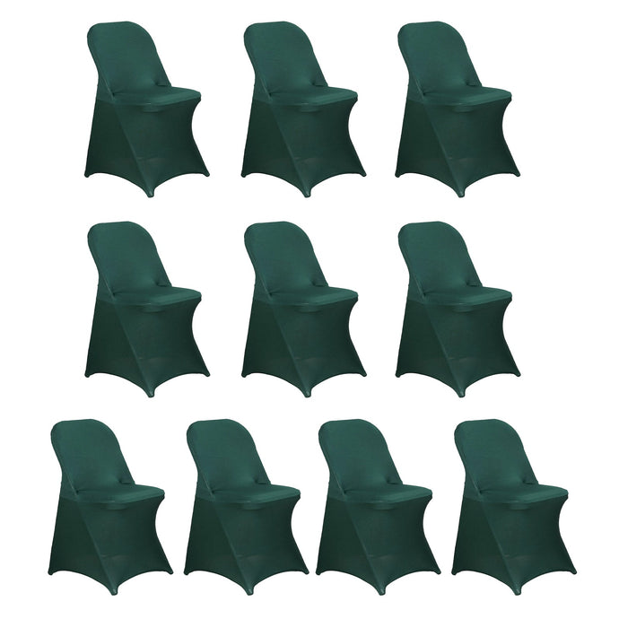 10 Pack Stretch Spandex Chair Covers Hunter Emerald Green for Folding Chairs - Durable 160GSM Fitted Slipcovers Chair Covers HIER_3221