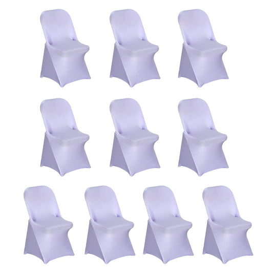 10 Pack Stretch Spandex Chair Covers Lavender Lilac for Folding Chairs - Durable 160GSM Fitted Slipcovers Chair Covers HIER_3221