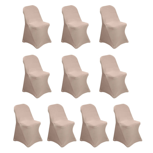 10 Pack Stretch Spandex Chair Covers Nude for Folding Chairs - Durable 160GSM Fitted Slipcovers Chair Covers HIER_3221