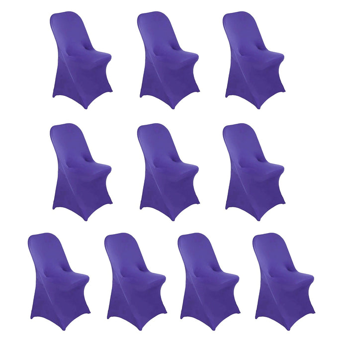 10 Pack Stretch Spandex Chair Covers Purple for Folding Chairs - Durable 160GSM Fitted Slipcovers Chair Covers HIER_3221