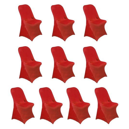 10 Pack Stretch Spandex Chair Covers Red for Folding Chairs - Durable 160GSM Fitted Slipcovers Chair Covers HIER_3221