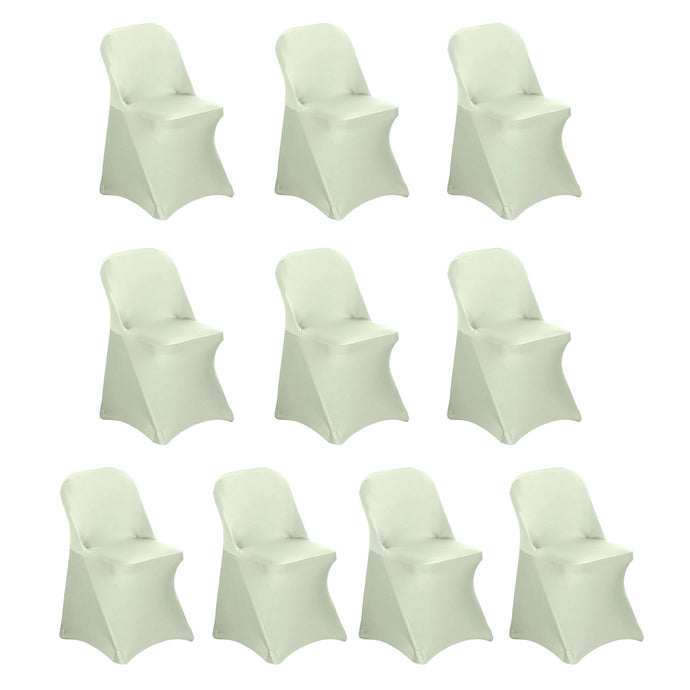 10 Pack Stretch Spandex Chair Covers Sage Green for Folding Chairs - Durable 160GSM Fitted Slipcovers Chair Covers HIER_3221