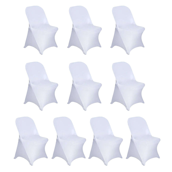 10 Pack Stretch Spandex Chair Covers White for Folding Chairs - Durable Perfectly 160GSM Fitted Slipcovers for Professional & Casual Events Chair Covers HIER_3221