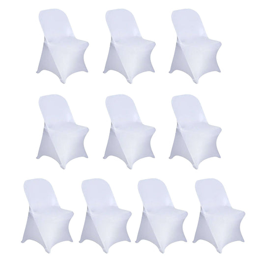 10 Pack Stretch Spandex Chair Covers White for Folding Chairs - Durable Perfectly 160GSM Fitted Slipcovers for Professional & Casual Events Chair Covers HIER_3221