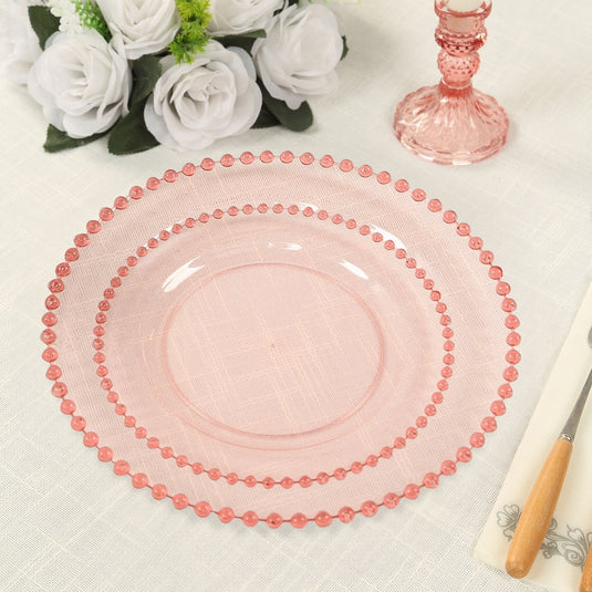 10-Pack Transparent Blush Plastic Dessert Plates  8