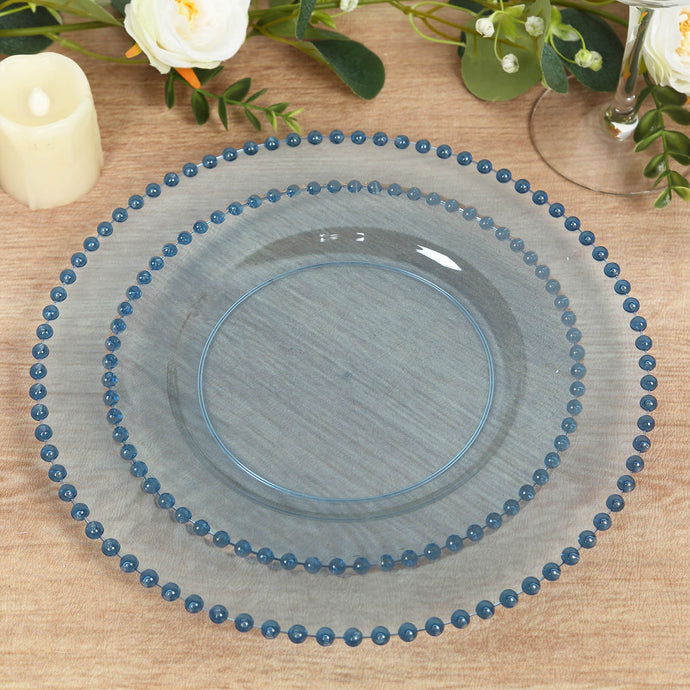 10-Pack Transparent Dusty Blue Plastic Dessert Plates  8