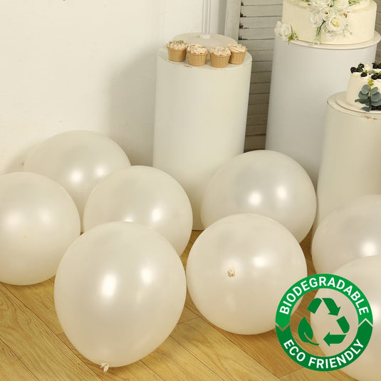 10 Pack White Biodegradable Balloons, 18" Thickened Extra Strong Eco-friendly Latex Helium Party Balloons Decorations HIER_9110