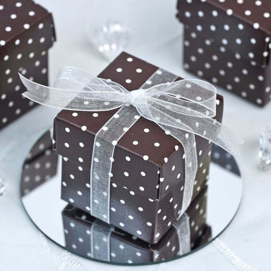 100 Pack 2" Chocolate White Polka Dot Party Favor Candy Gift Boxes Favor Bags & Boxes PROstorez Default Title