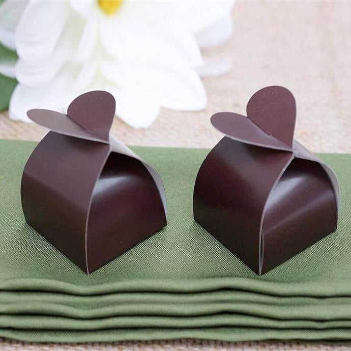 100 Pack Chocolate Heart Shaped Twist Top Wedding Favor Gift Boxes Favor Bags & Boxes HIER_9720 Default Title