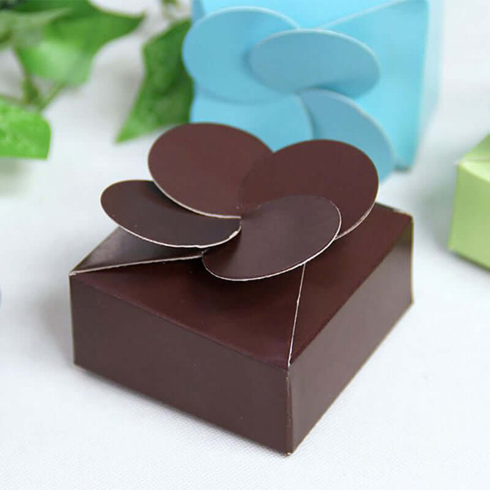 100 Pack Chocolate Petal Twist Top Wedding Favor Gift Boxes Favor Bags & Boxes HIER_9720 Default Title