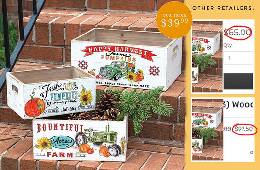 Autumn Wooden Farm Crates, Set of 3 General CT