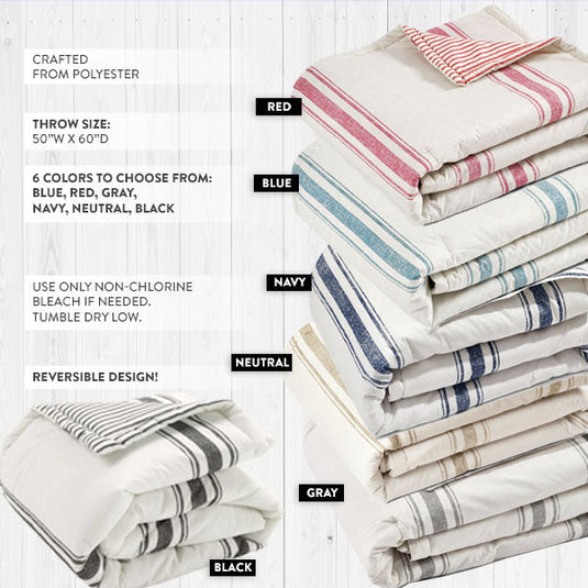 Double-Sided Cotton Throw Blanket, Pick Your Color General THF