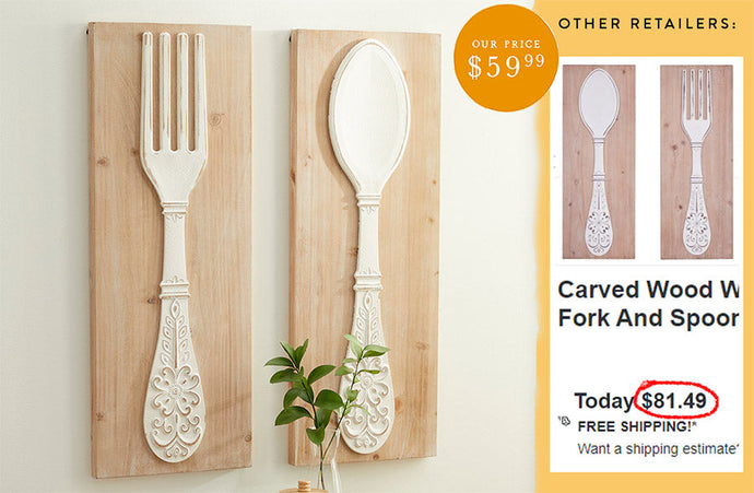 Embossed Wooden Fork and Spoon Wall Decor, Set of 2 General UMA